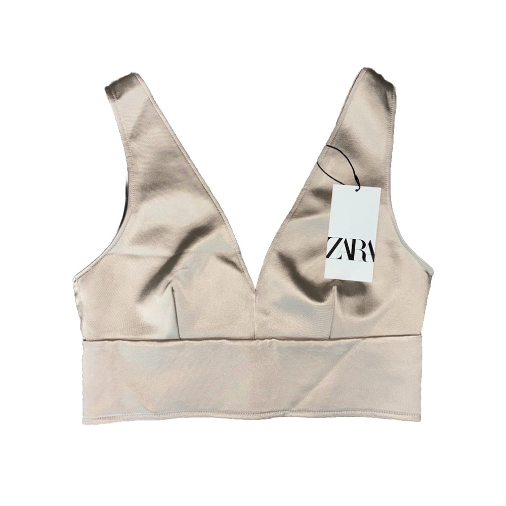 🚨🔥NWT Zara metallic beige crop top🔥🚨